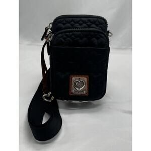 Brighton Kora Heart To Heart Nylon Purse Crossbody Camera Bag Black NWT
